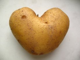 Una patata con forma de corazón