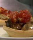 Tartaleta de hongos con gambas